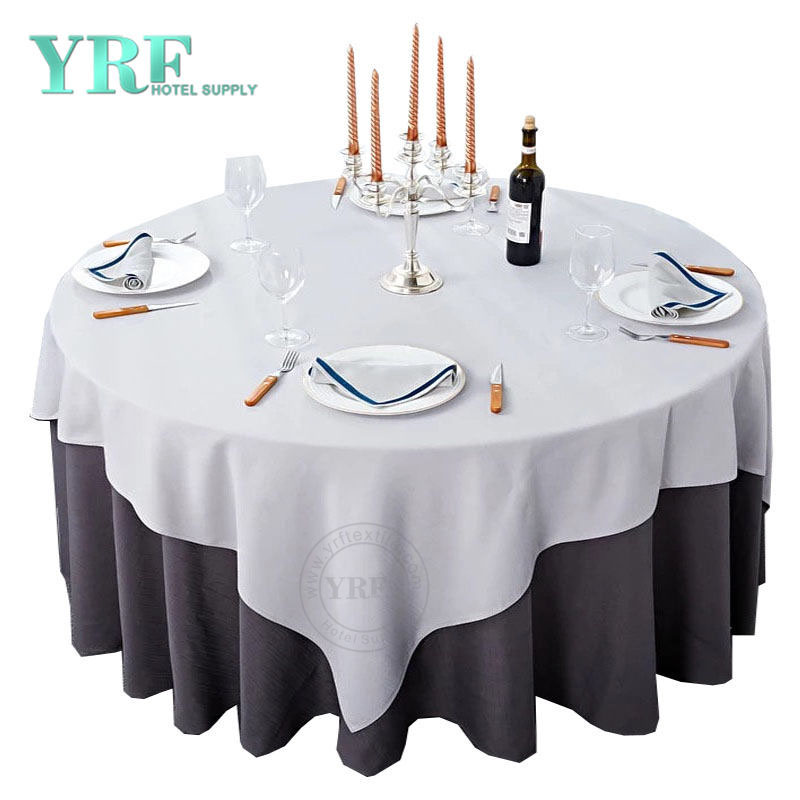 Kulaté ubrusy YRF 132" palcový šedý polyester omyvatelný bez pomačkání k večeři