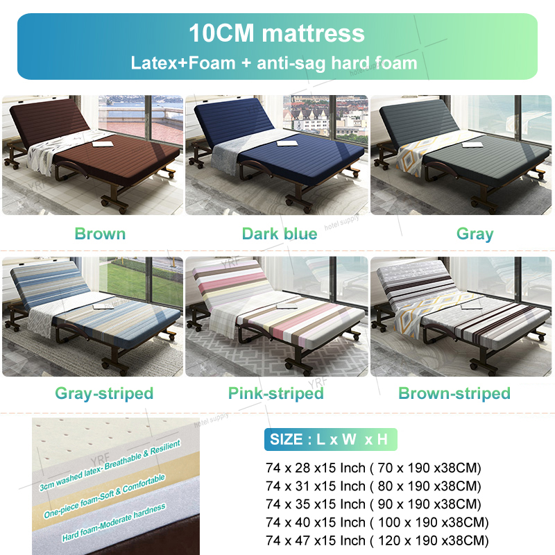 Skládací postel Motel Extra přenosná matrace z latexové pěny Super pevný rám pro dvě postele