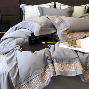 Hotelová ložnice z egyptské bavlny s výšivkou 500 nití a šedým povlakem na přikrývku